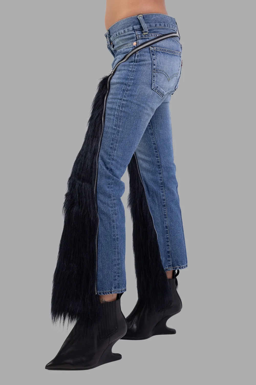 Denim & Faux-Fur Paneled Jeans | Junya Watanabe x Levi’s sold by Plus Zero Concept Store product image thumbnail 4