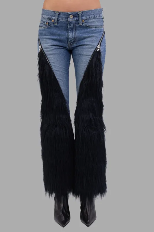 Denim & Faux-Fur Paneled Jeans | Junya Watanabe x Levi’s made by Junya Watanabe