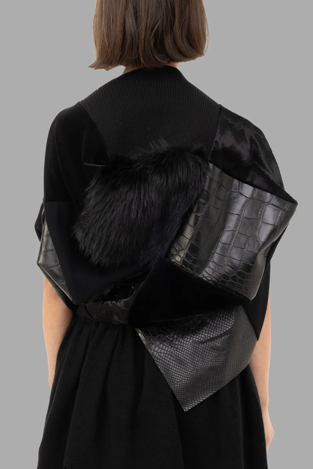 Multi-Fabrics Patchwork Top in Black sold by Plus Zero Concept Store product image thumbnail 3