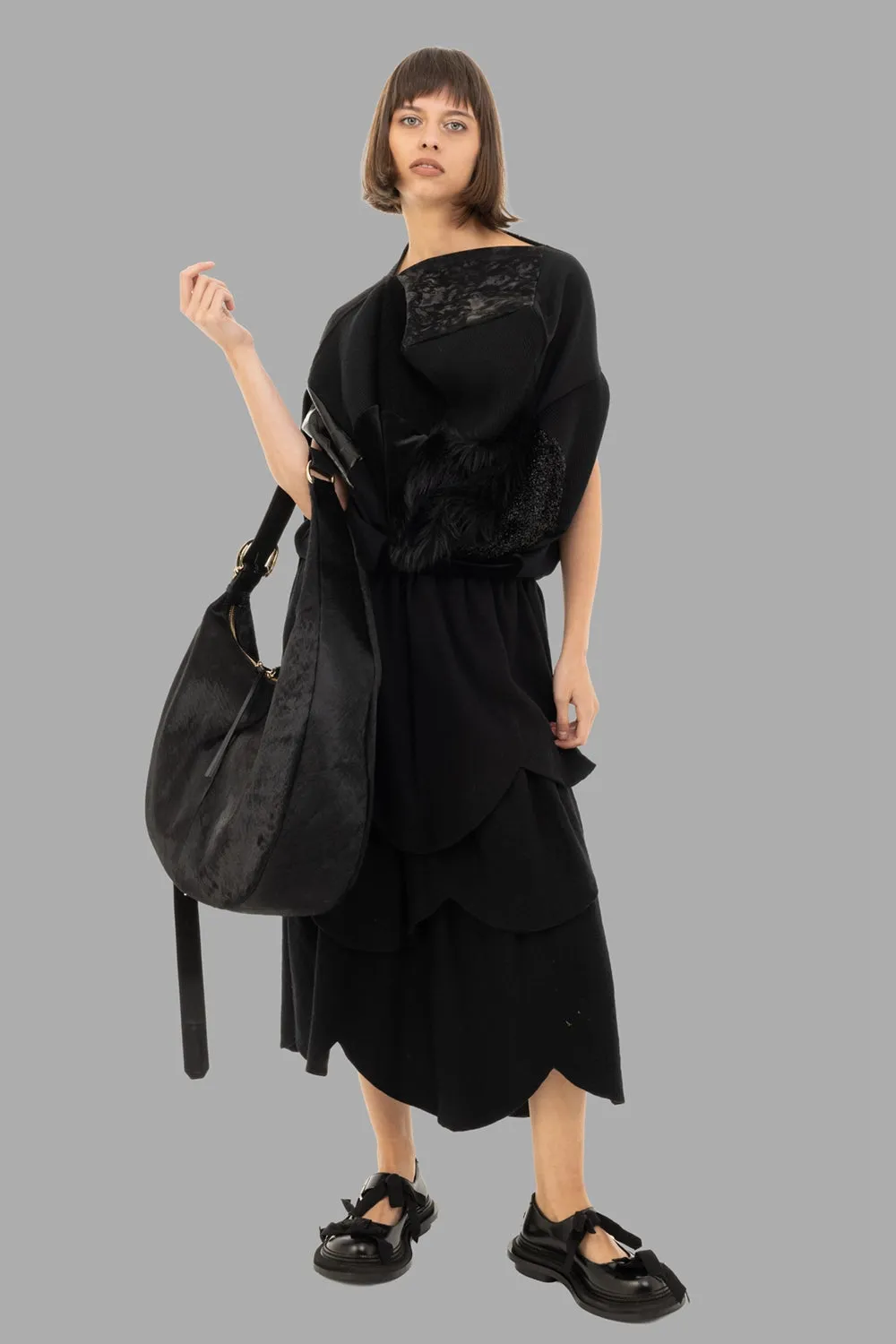 Multi-Fabrics Patchwork Top in Black sold by Plus Zero Concept Store product image thumbnail 2