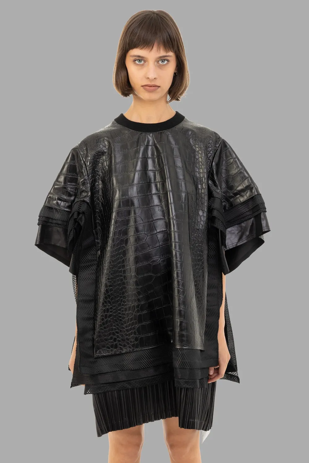 Croc-Embossed Faux-Leather Top sold by Plus Zero Concept Store