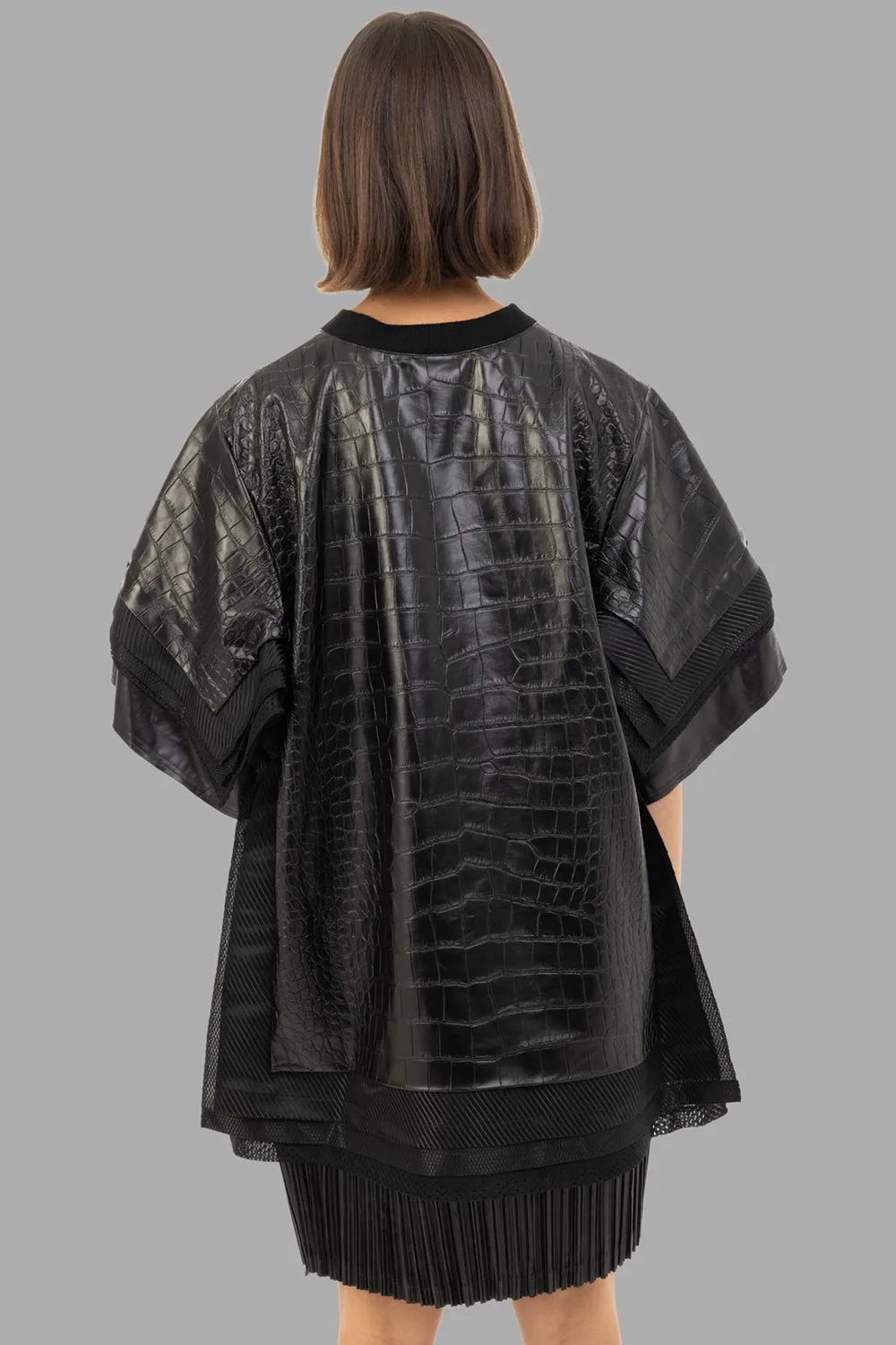 Croc-Embossed Faux-Leather Top sold by Plus Zero Concept Store product image thumbnail 3