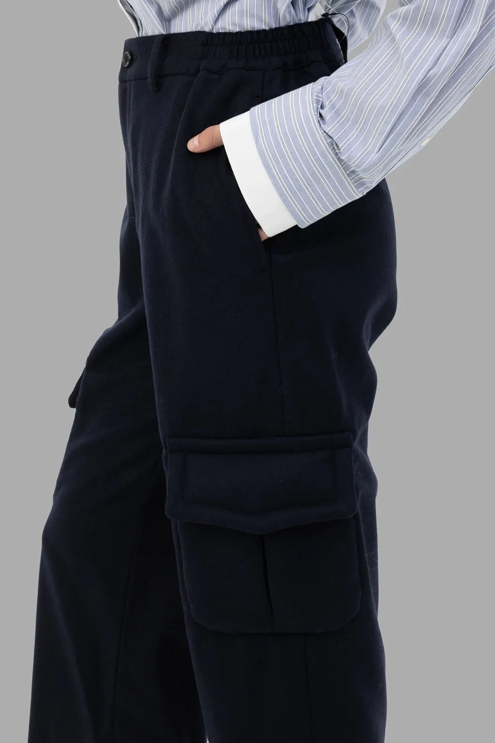 Wool–Nylon Cargo Trousers in Navy sold by Plus Zero Concept Store product image thumbnail 4