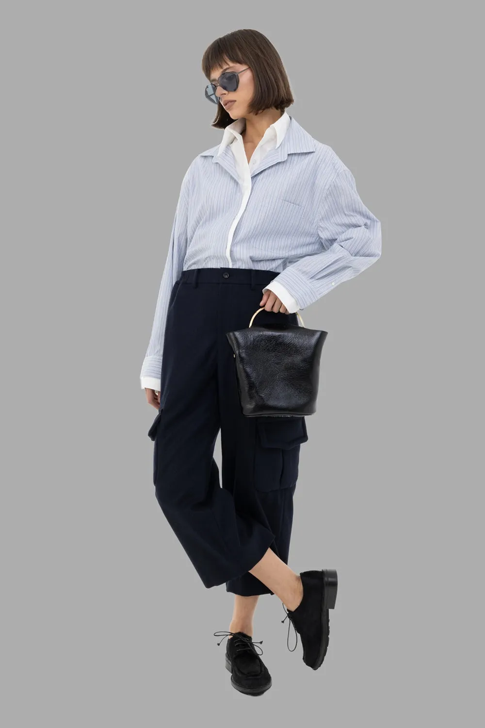 Wool–Nylon Cargo Trousers in Navy sold by Plus Zero Concept Store product image thumbnail 2