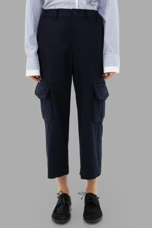Wool–Nylon Cargo Trousers in Navy sold by Plus Zero Concept Store