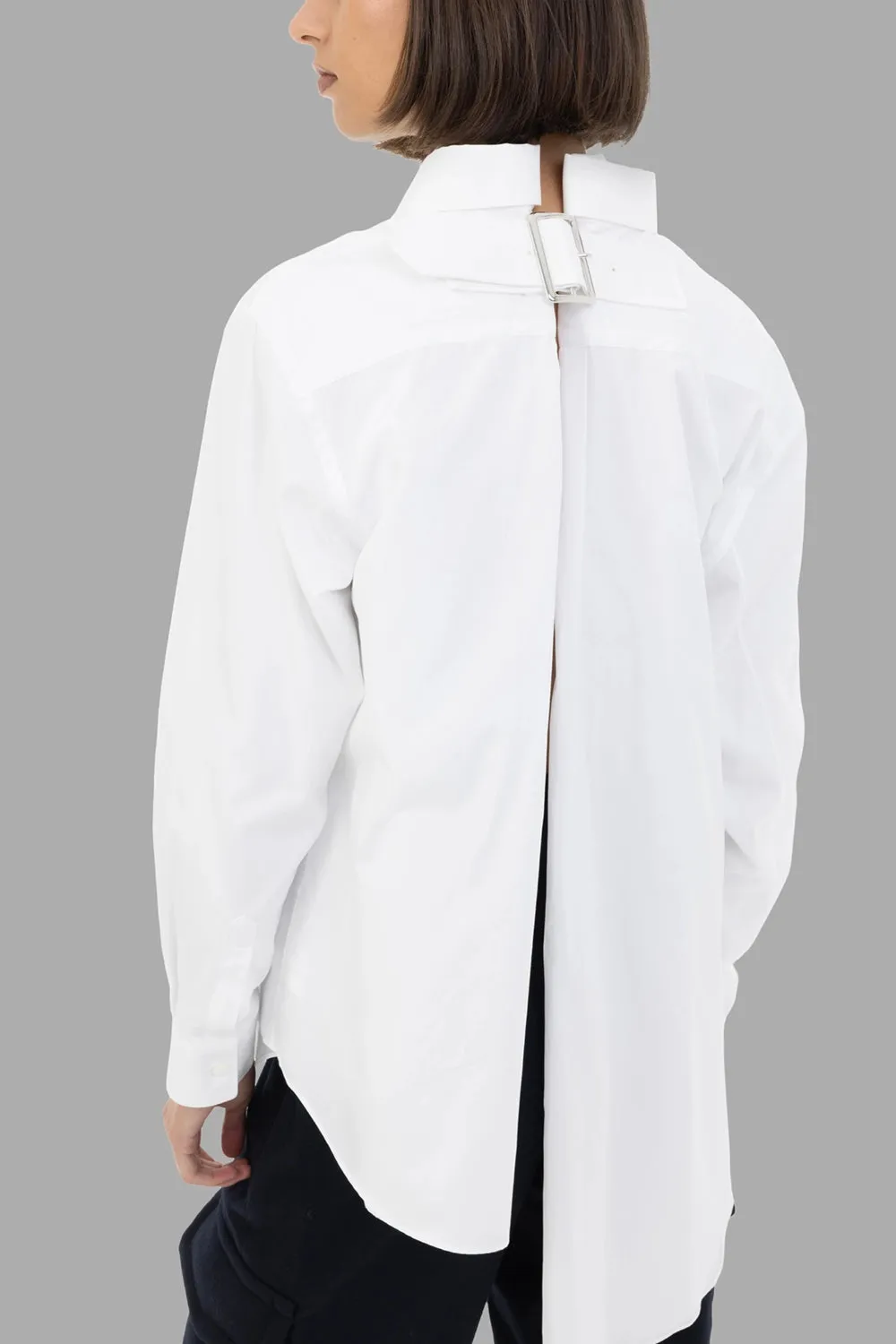 Double-Layer Cotton Buckle Shirt in White sold by Plus Zero Concept Store product image thumbnail 5