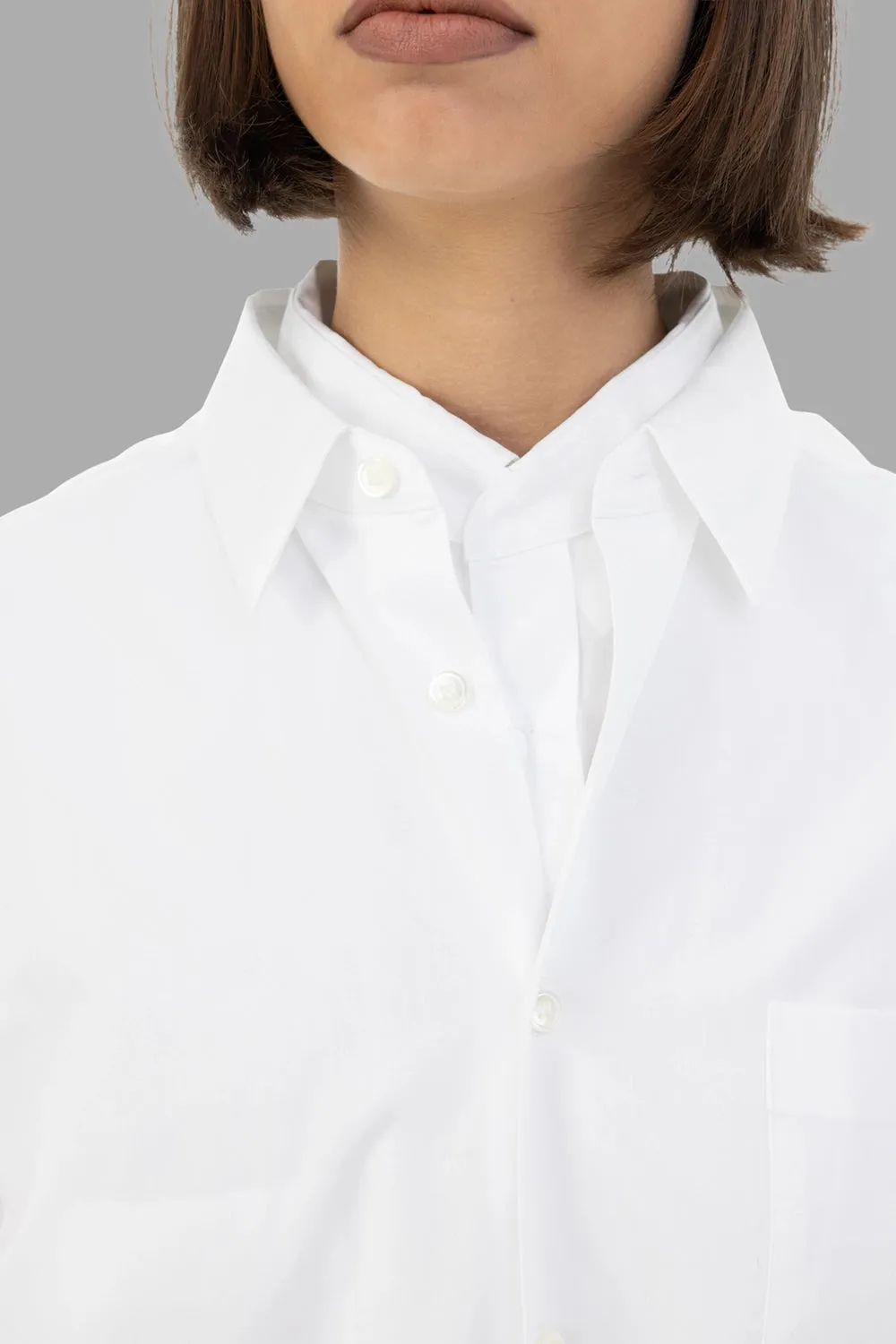 Double-Layer Cotton Buckle Shirt in White sold by Plus Zero Concept Store product image thumbnail 3