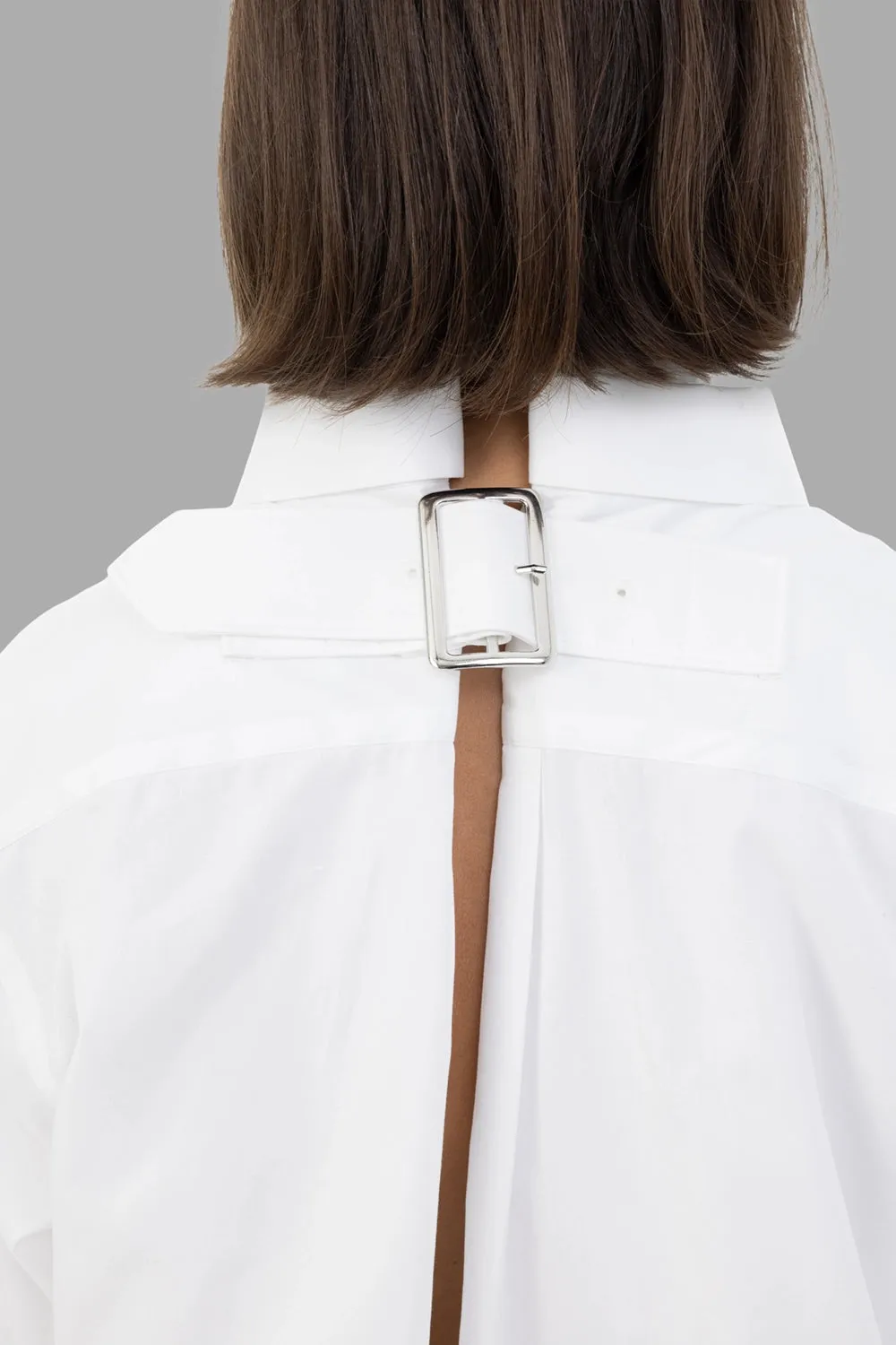 Double-Layer Cotton Buckle Shirt in White sold by Plus Zero Concept Store product image thumbnail 4