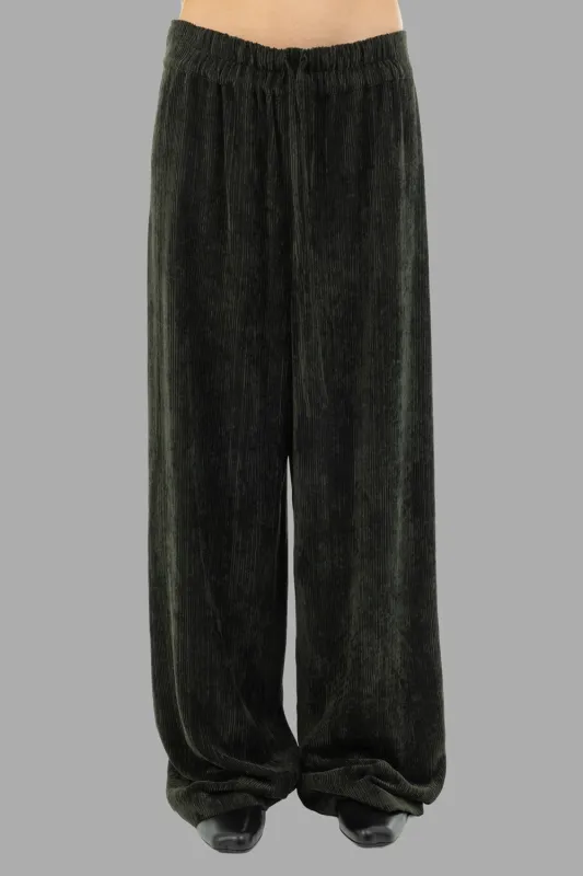 Velvet Wide-Leg Trousers in Mastice sold by Plus Zero Concept Store