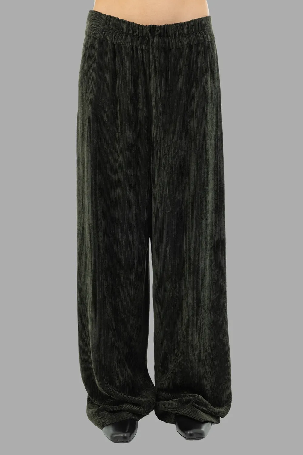 Velvet Wide-Leg Trousers in Mastice sold by Plus Zero Concept Store
