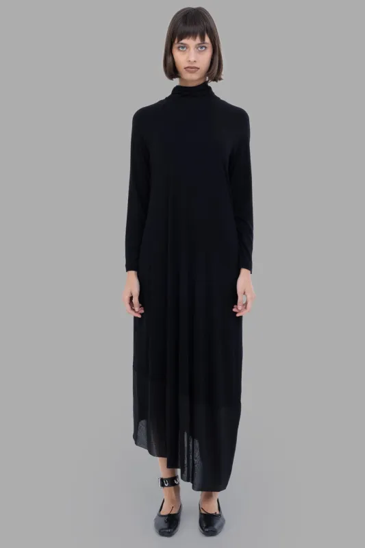Jersey Mock-Neck Maxi Dress in Nero sold by Plus Zero Concept Store