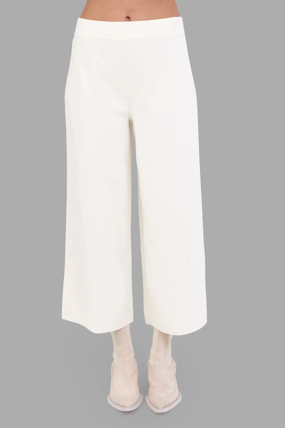 Viscose Knit Culottes in Ivory sold by Plus Zero Concept Store