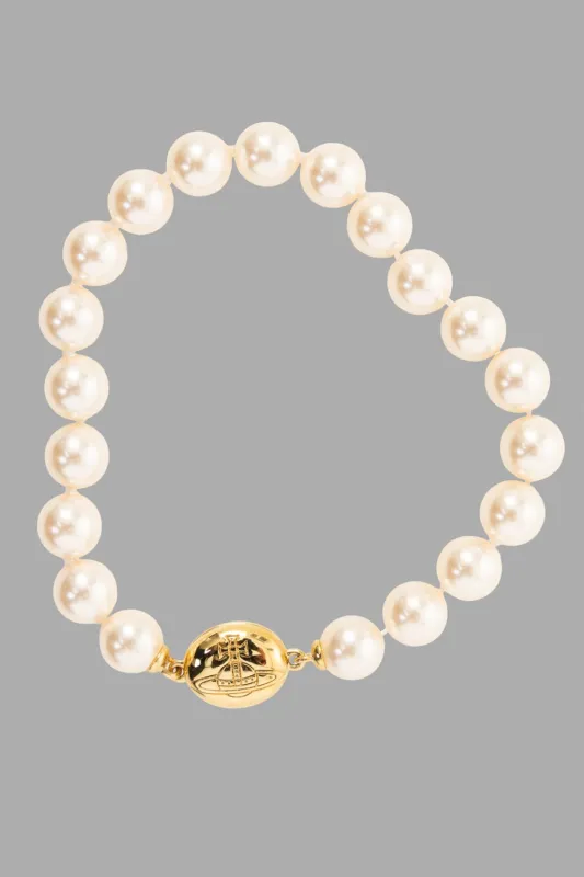 Loelia Pearl Bracelet with Orb Clasp in Gold sold by Plus Zero Concept Store