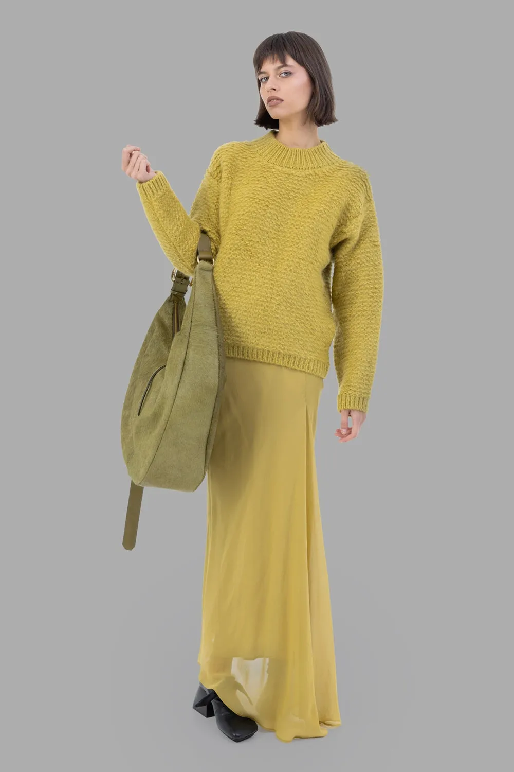 Textured Crew-Neck Sweater in Oliva sold by Plus Zero Concept Store product image thumbnail 3