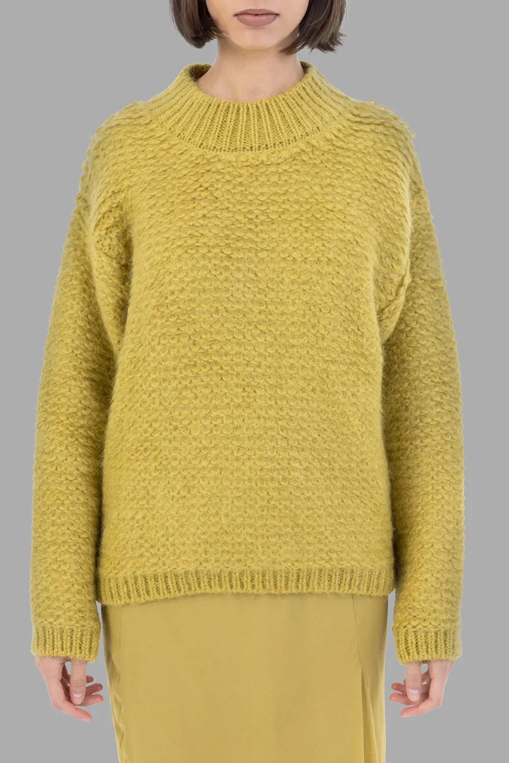 Textured Crew-Neck Sweater in Oliva sold by Plus Zero Concept Store