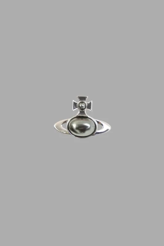 Orb Cabochon Ring in Platinum made by Vivienne Westwood