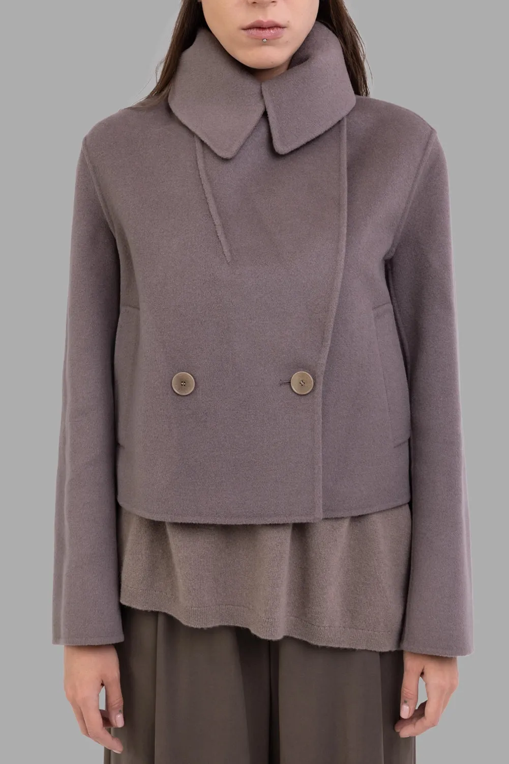 Double-Face Wool-Cashmere Jacket in Mushroom sold by Plus Zero Concept Store