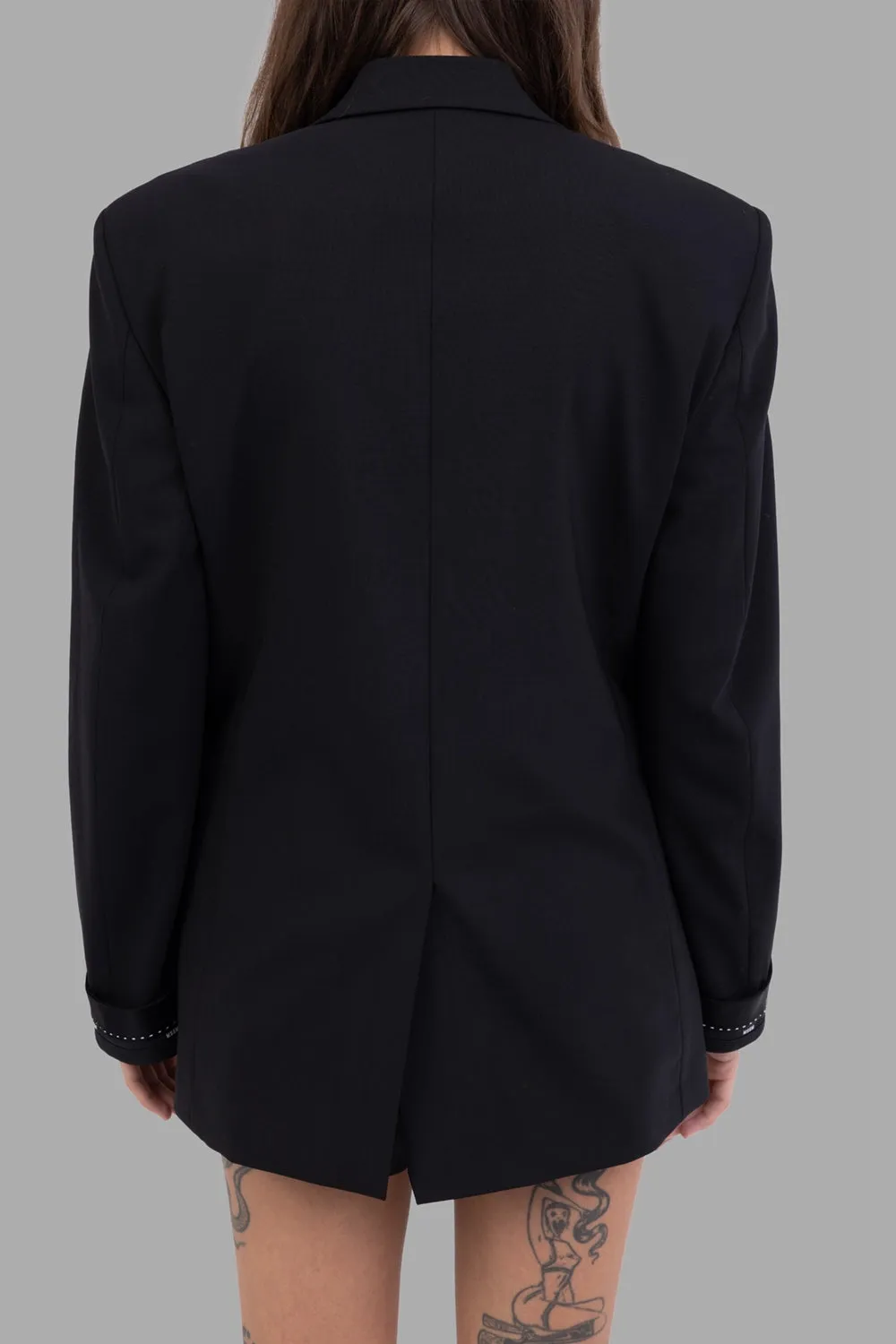 Virgin Wool Single-Breasted Blazer in Black sold by Plus Zero Concept Store product image thumbnail 3