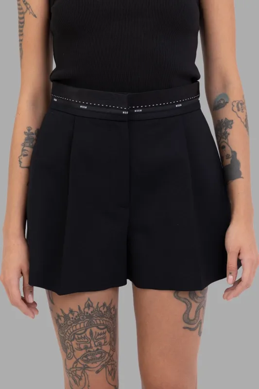 Virgin Wool Logo-Waist Bermuda Shorts in Black sold by Plus Zero Concept Store