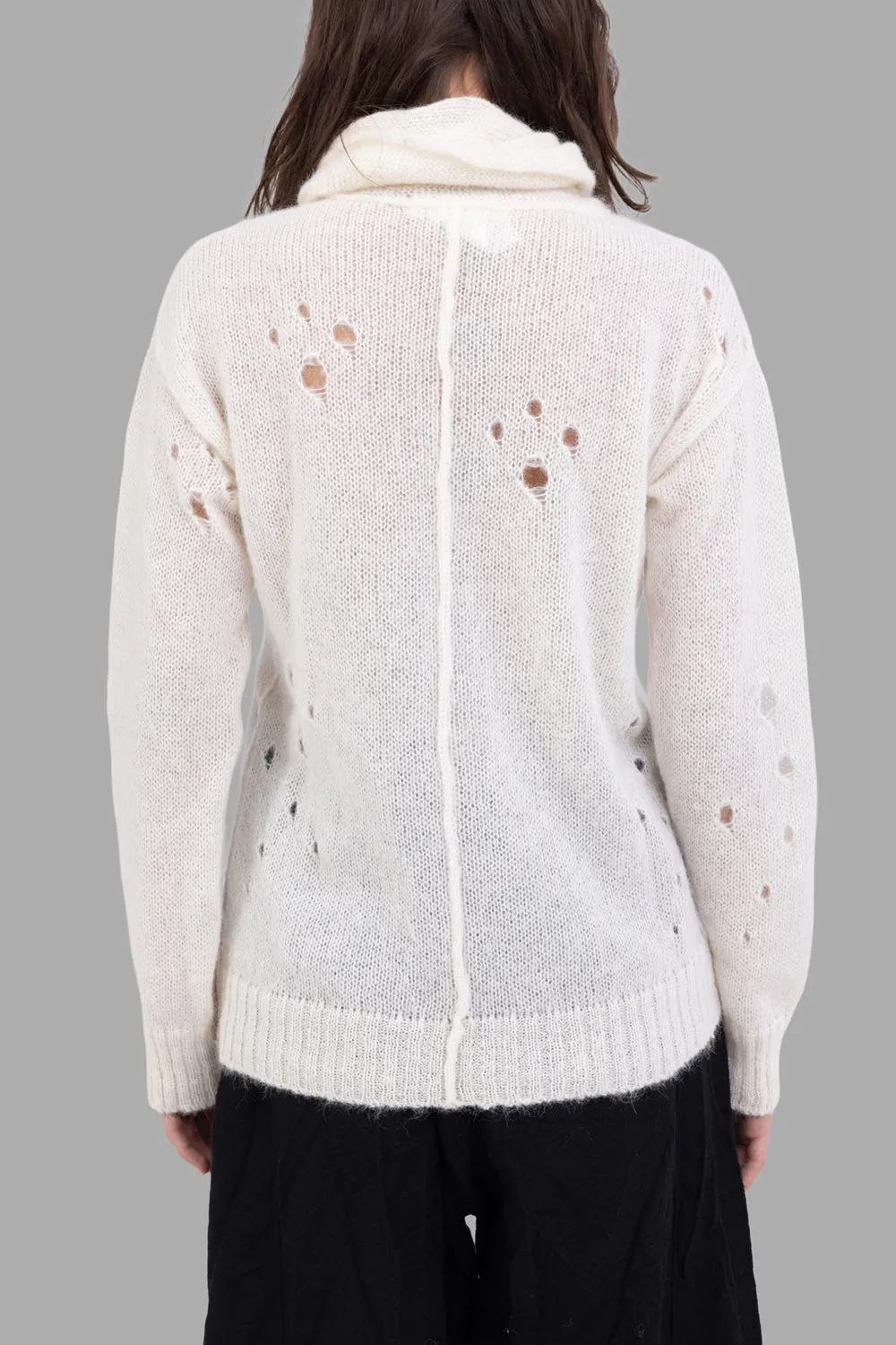 Distressed Crewneck Sweater in White sold by Plus Zero Concept Store product image thumbnail 3