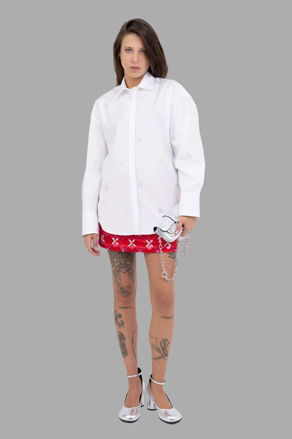 Cotton Poplin Crystal-Logo Oversized Shirt sold by Plus Zero Concept Store product image thumbnail 2