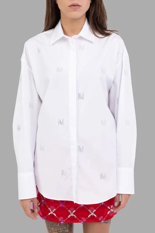Cotton Poplin Crystal-Logo Oversized Shirt sold by Plus Zero Concept Store