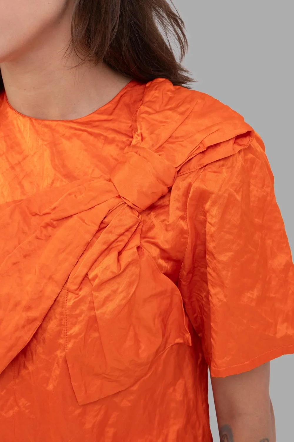 Bow-Front Crinkled Duchesse Blouse in Orange sold by Plus Zero Concept Store product image thumbnail 3