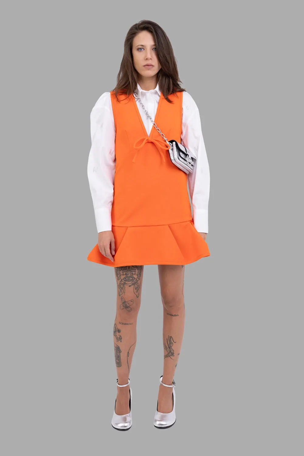Orange Bow V-neck Cady Mini Dress sold by Plus Zero Concept Store product image thumbnail 2