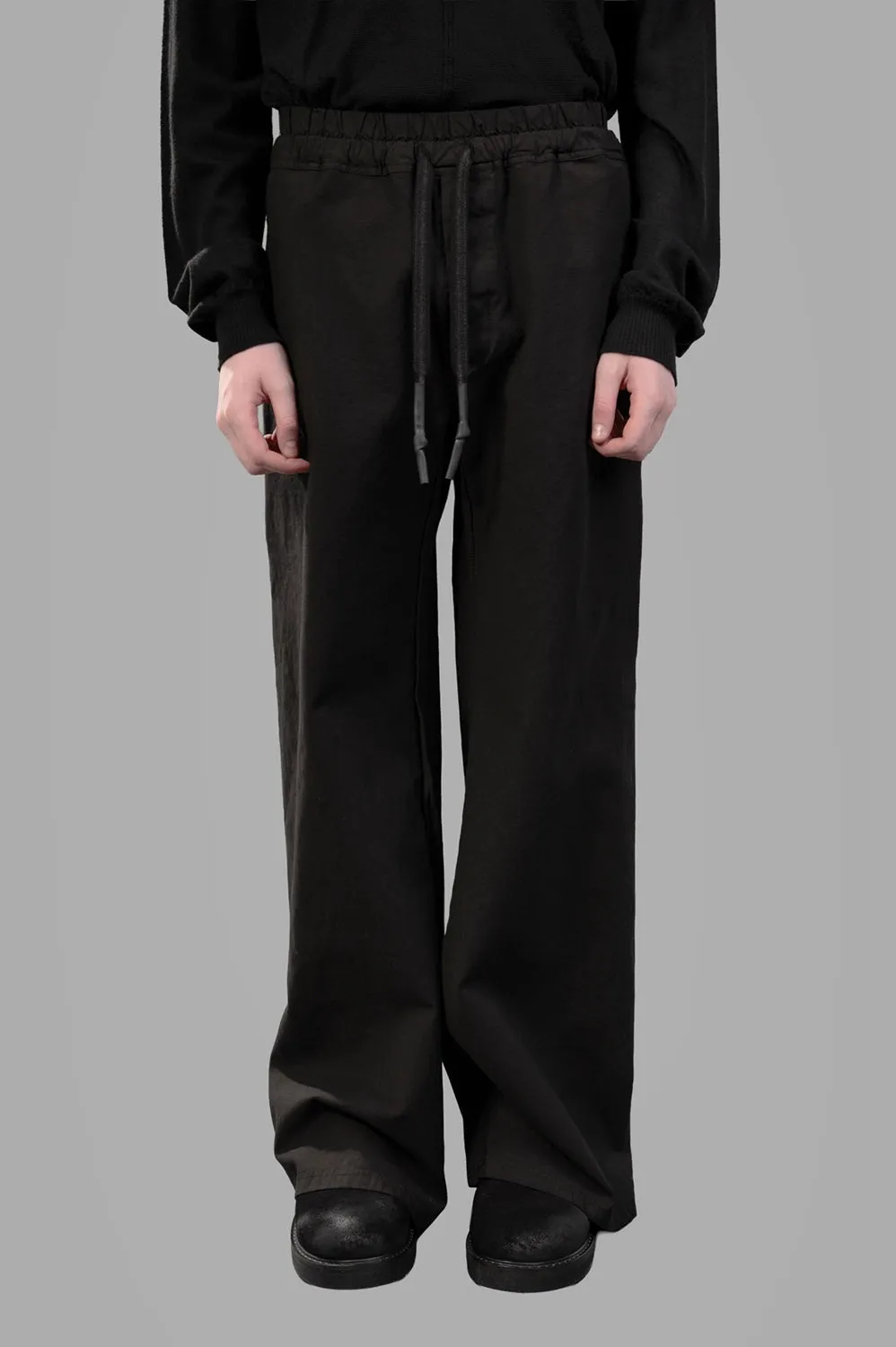 Wide-Leg Drawstring Trousers in Noir sold by Plus Zero Concept Store