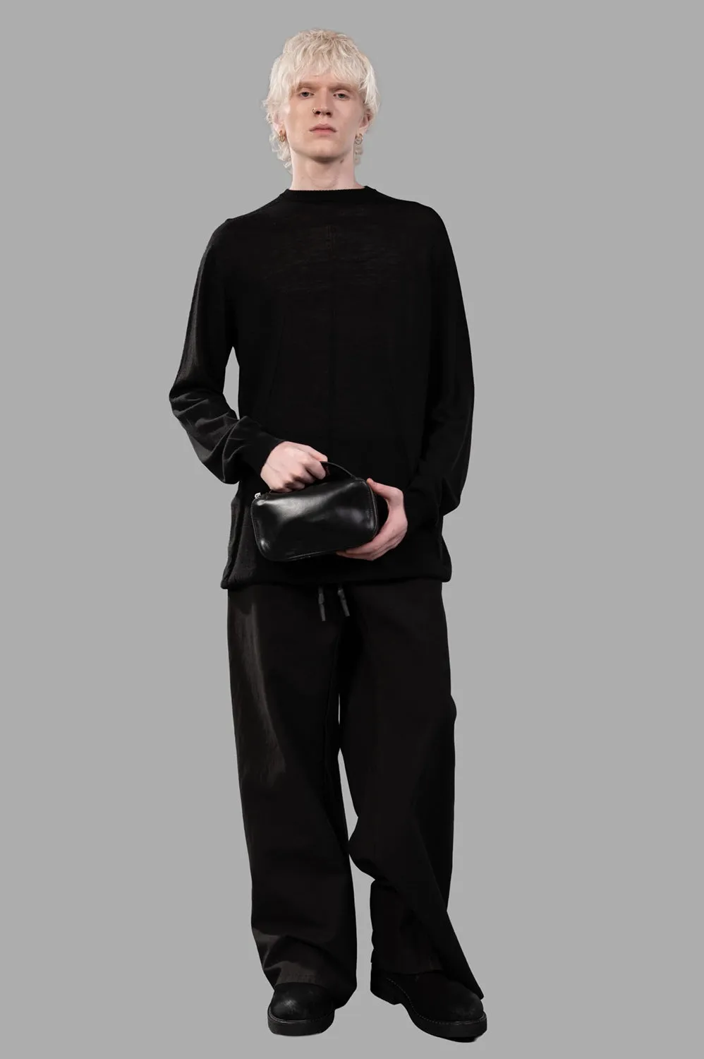 Wide-Leg Drawstring Trousers in Noir sold by Plus Zero Concept Store product image thumbnail 3