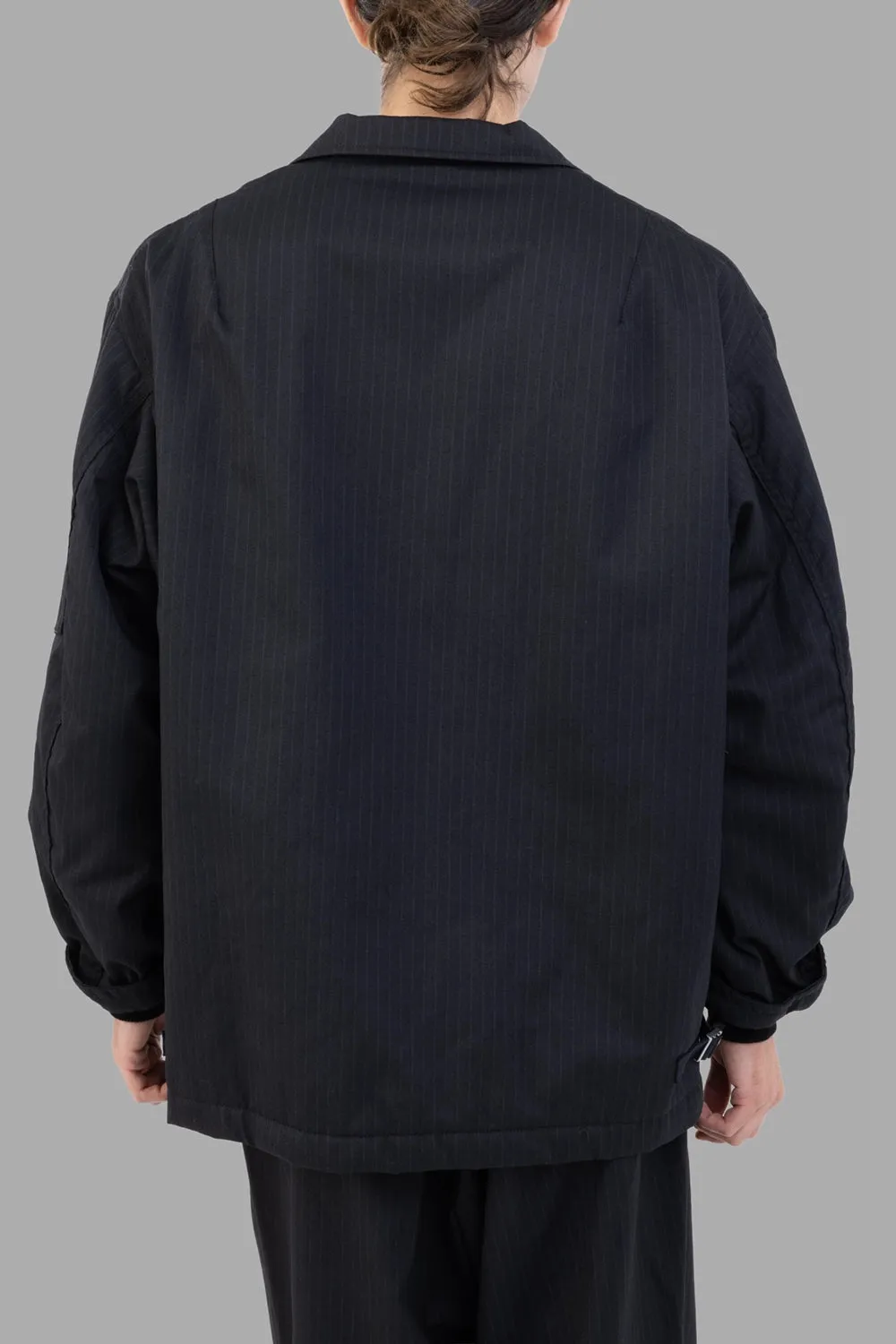 Relaxed Pinstripe Cotton Jacket in Black sold by Plus Zero Concept Store product image thumbnail 2