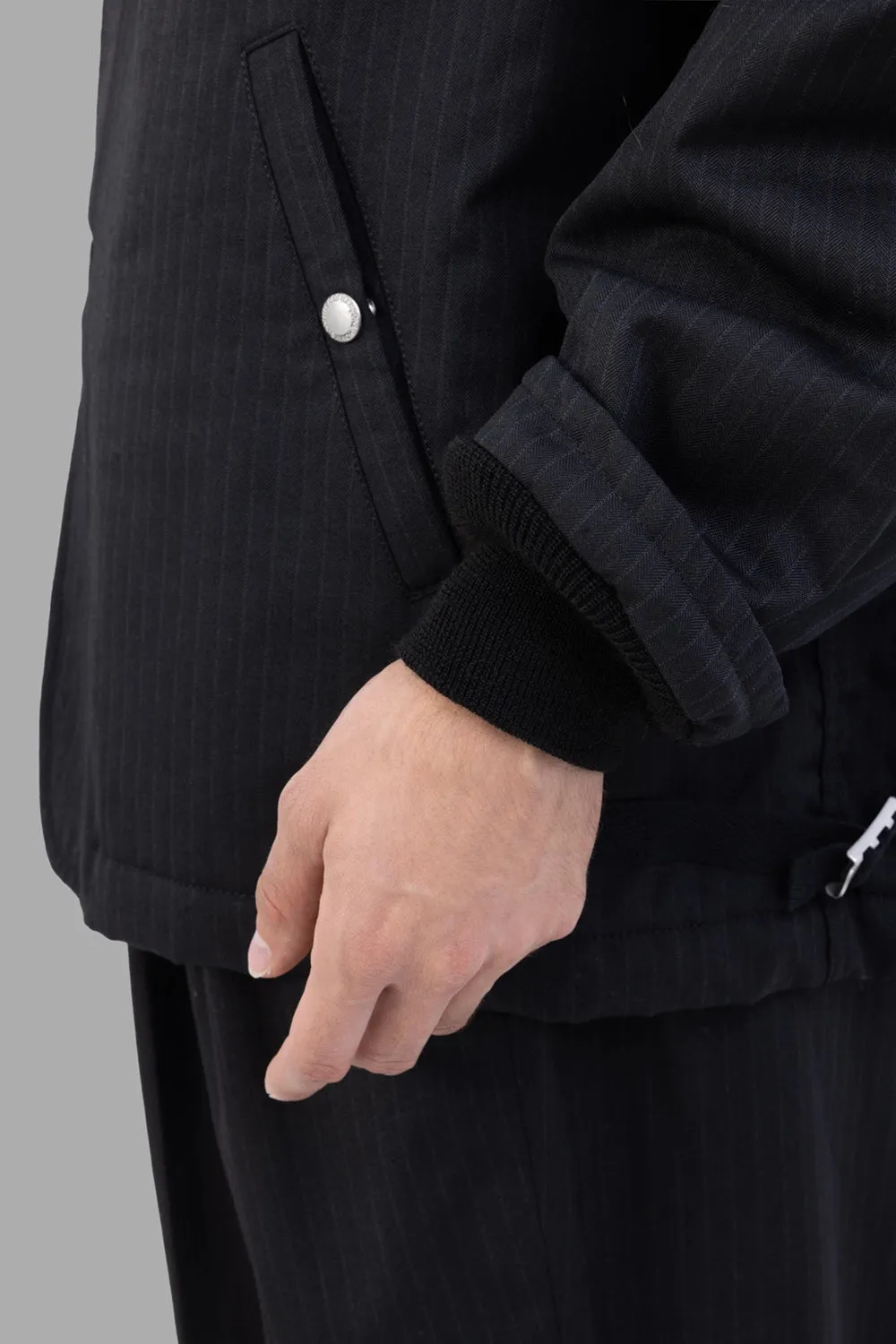 Relaxed Pinstripe Cotton Jacket in Black sold by Plus Zero Concept Store product image thumbnail 3