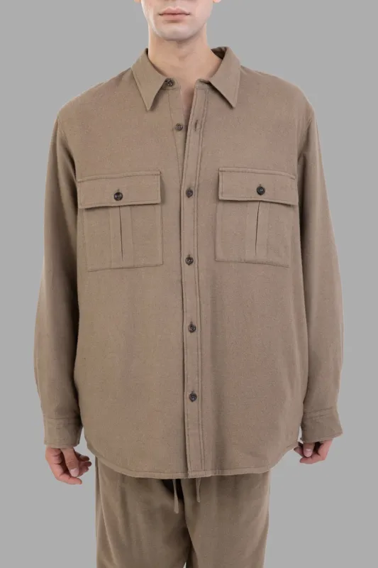 Camel Padded Overshirt sold by Plus Zero Concept Store