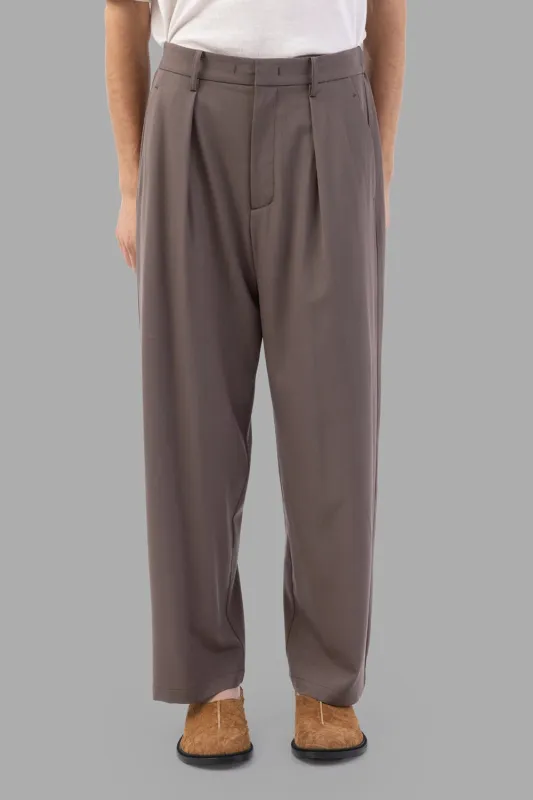 Khaki Gray Pleated Wool Trousers sold by Plus Zero Concept Store