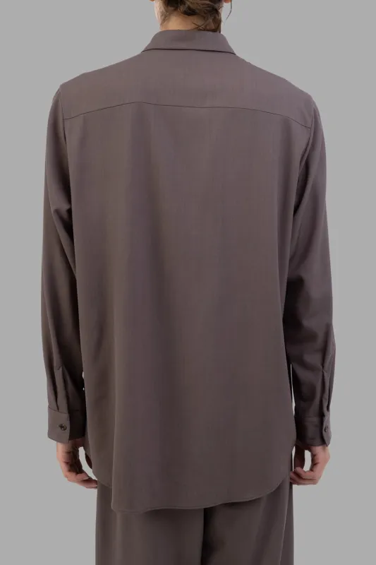 Taupe Grey Wool Zip Shirt sold by Plus Zero Concept Store