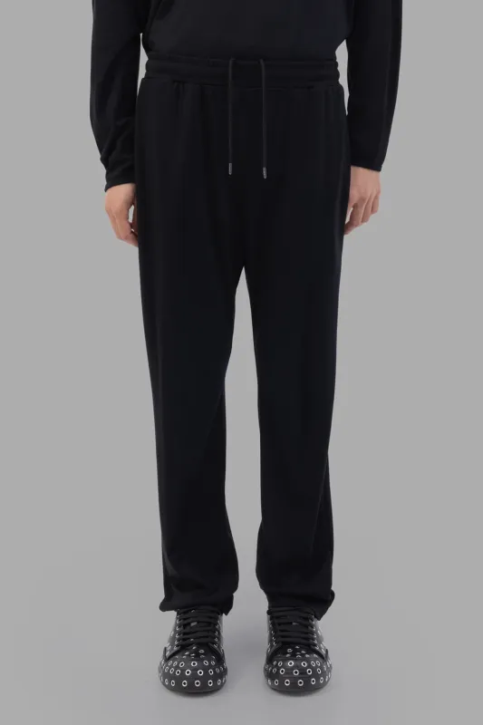Wool Smooth Lounge Trousers in Black sold by Plus Zero Concept Store