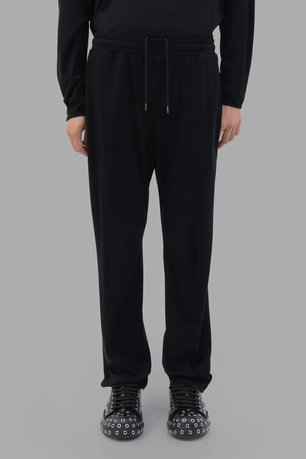 Wool Smooth Lounge Trousers in Black sold by Plus Zero Concept Store