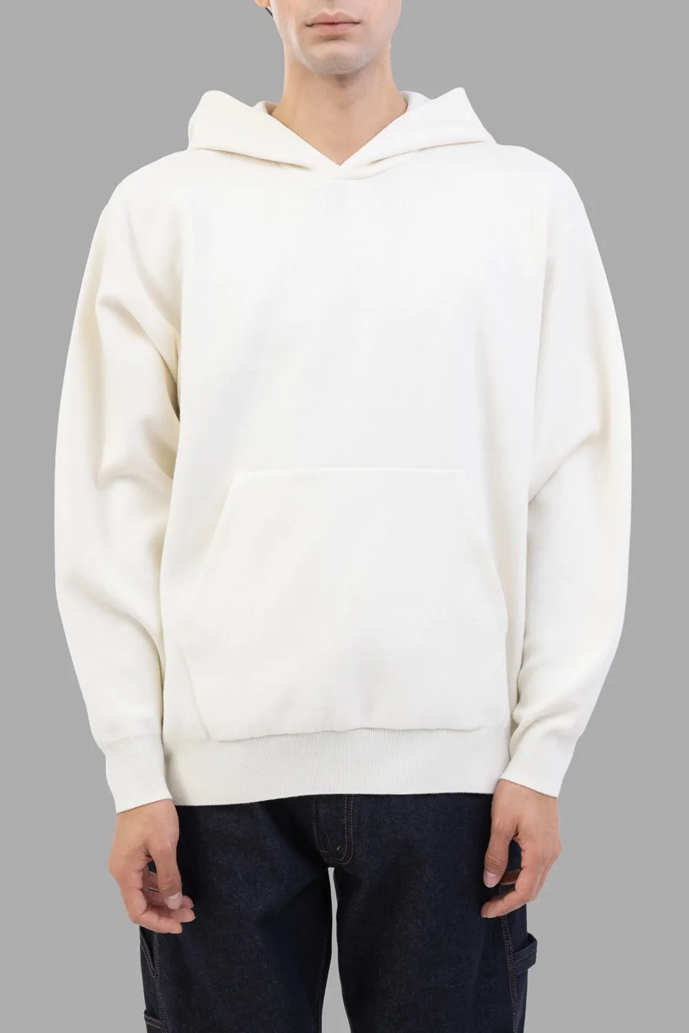 Double-Face Knit Hoodie in Off White sold by Plus Zero Concept Store