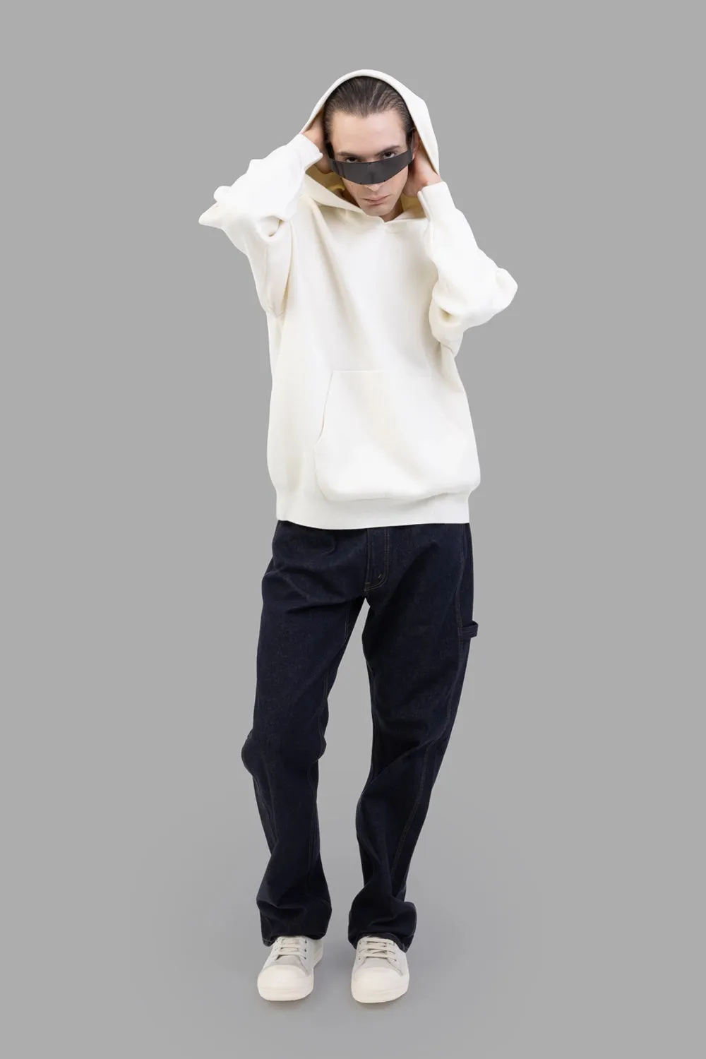 Double-Face Knit Hoodie in Off White sold by Plus Zero Concept Store product image thumbnail 3
