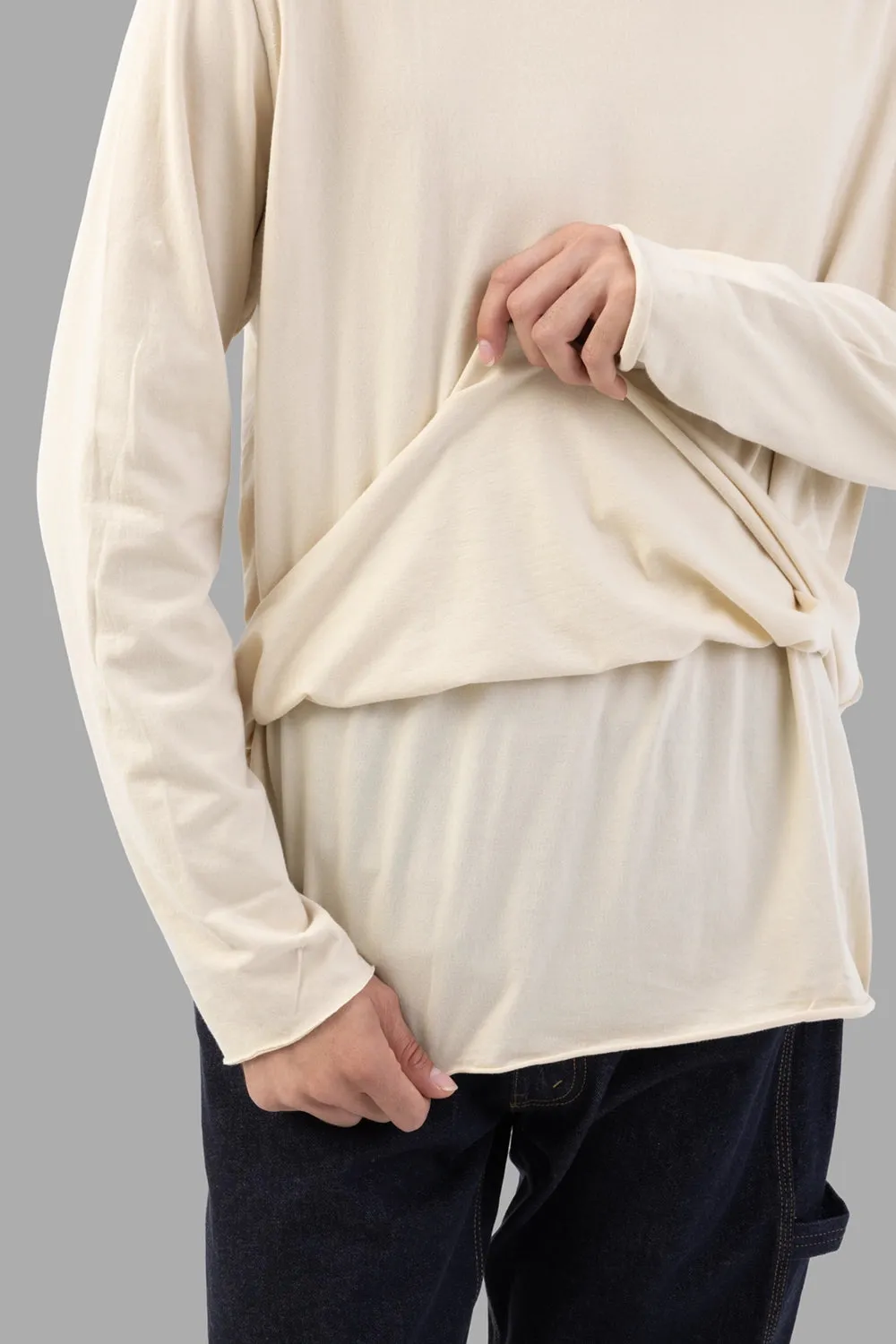 Ecru Layered Long-Sleeve T-Shirt sold by Plus Zero Concept Store product image thumbnail 3
