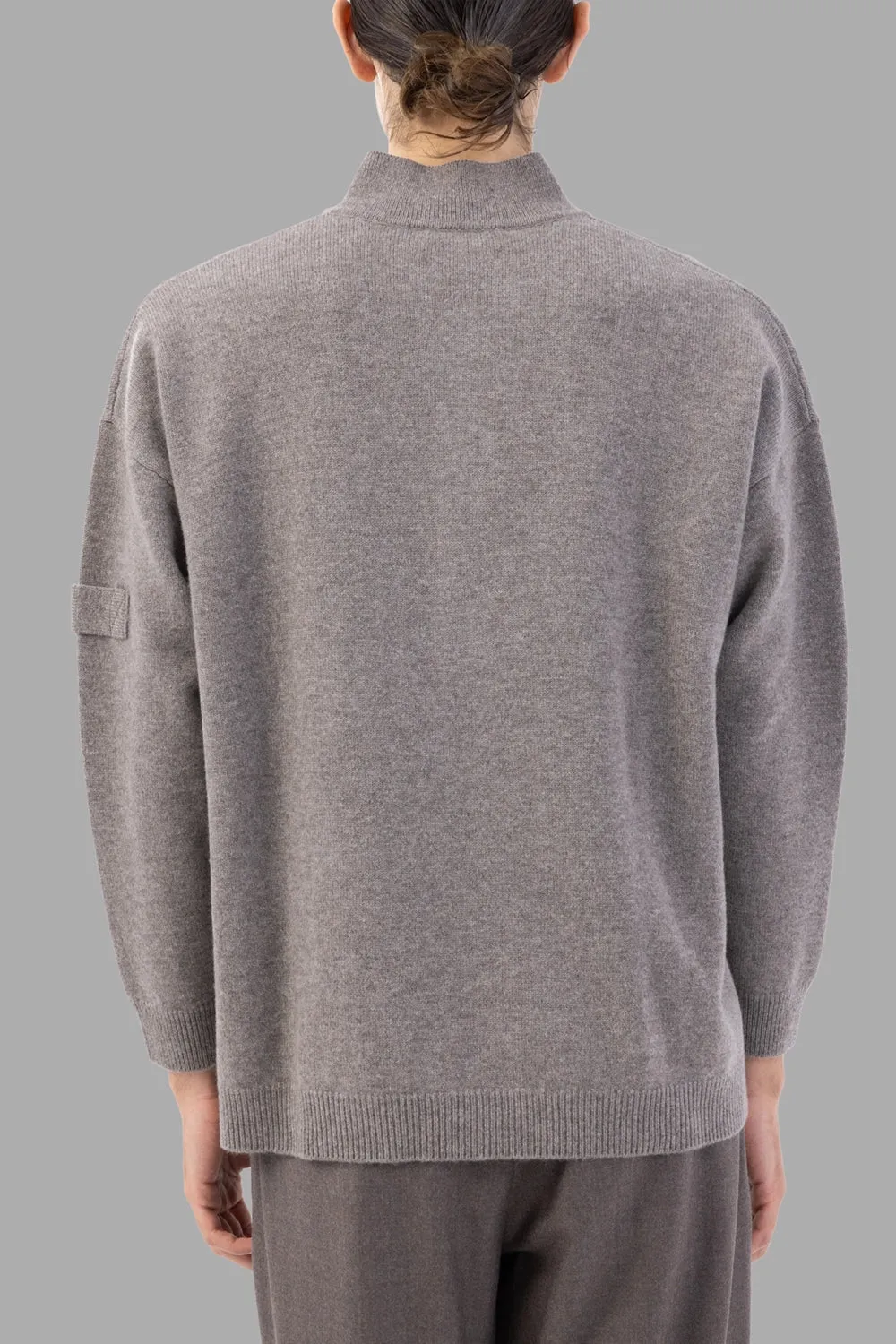 Button-Placket Wool Sweater with Patch Pocket in Tortora sold by Plus Zero Concept Store product image thumbnail 2