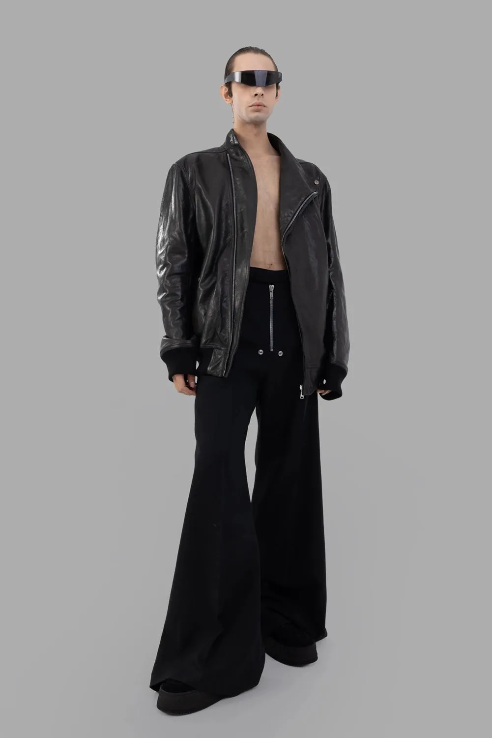 Black Funnel-Neck Leather Flight Jacket sold by Plus Zero Concept Store product image thumbnail 3