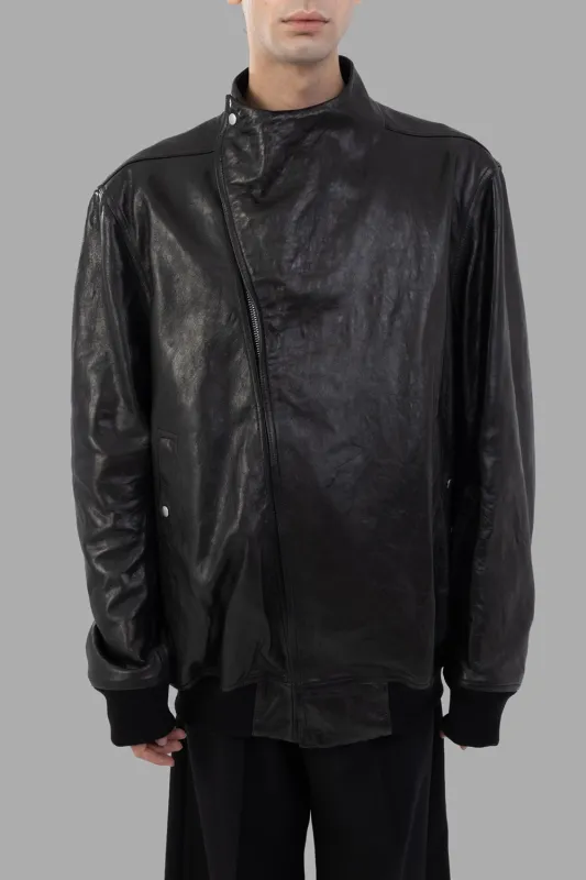 Black Funnel-Neck Leather Flight Jacket sold by Plus Zero Concept Store