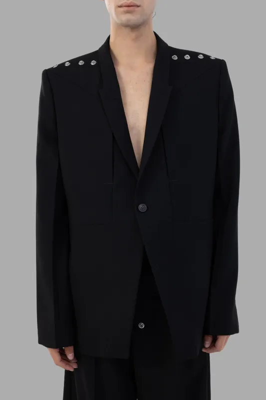 Black Fogpocket Studded-Shoulder Blazer sold by Plus Zero Concept Store