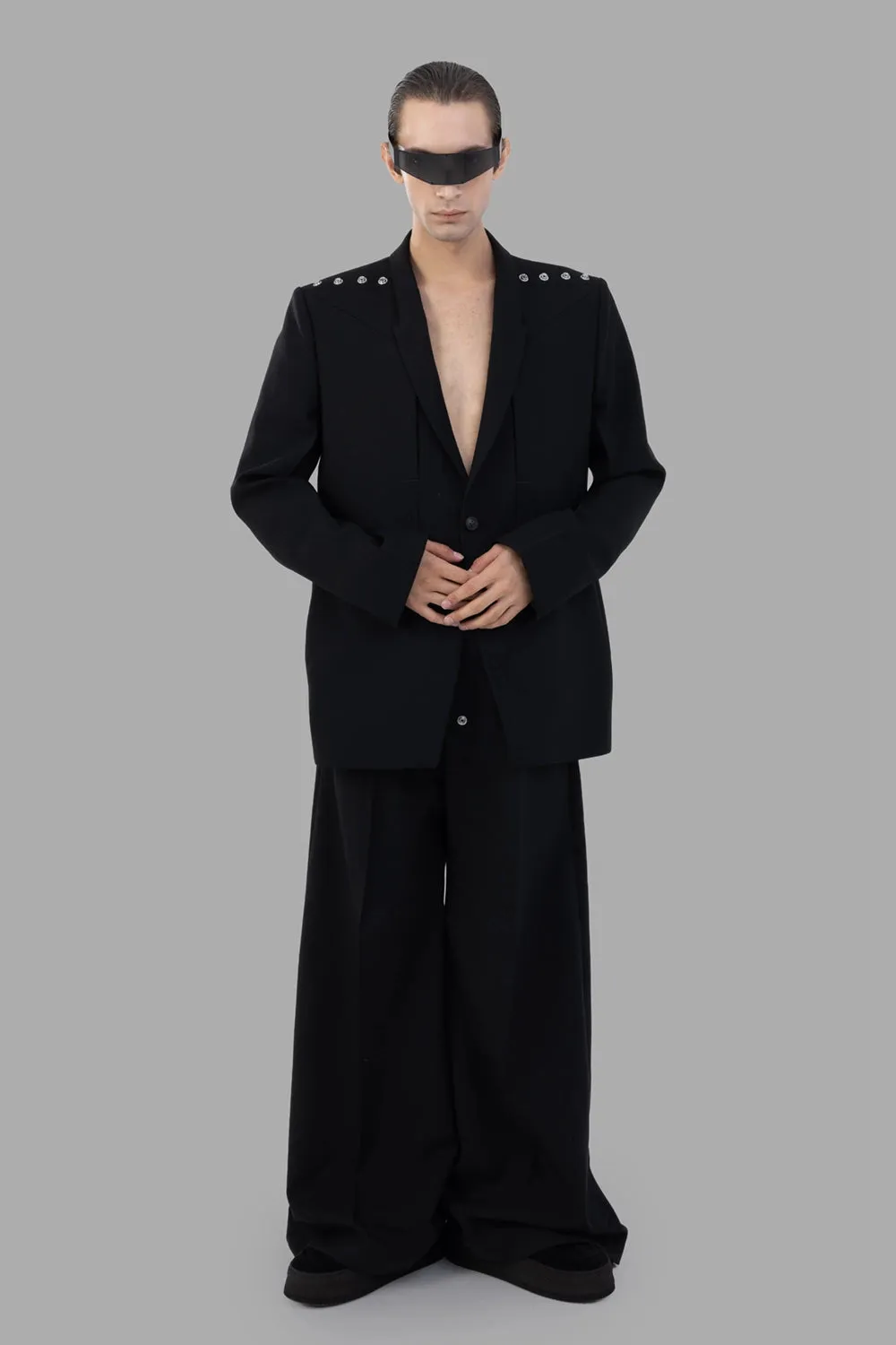 Black Fogpocket Studded-Shoulder Blazer sold by Plus Zero Concept Store product image thumbnail 3