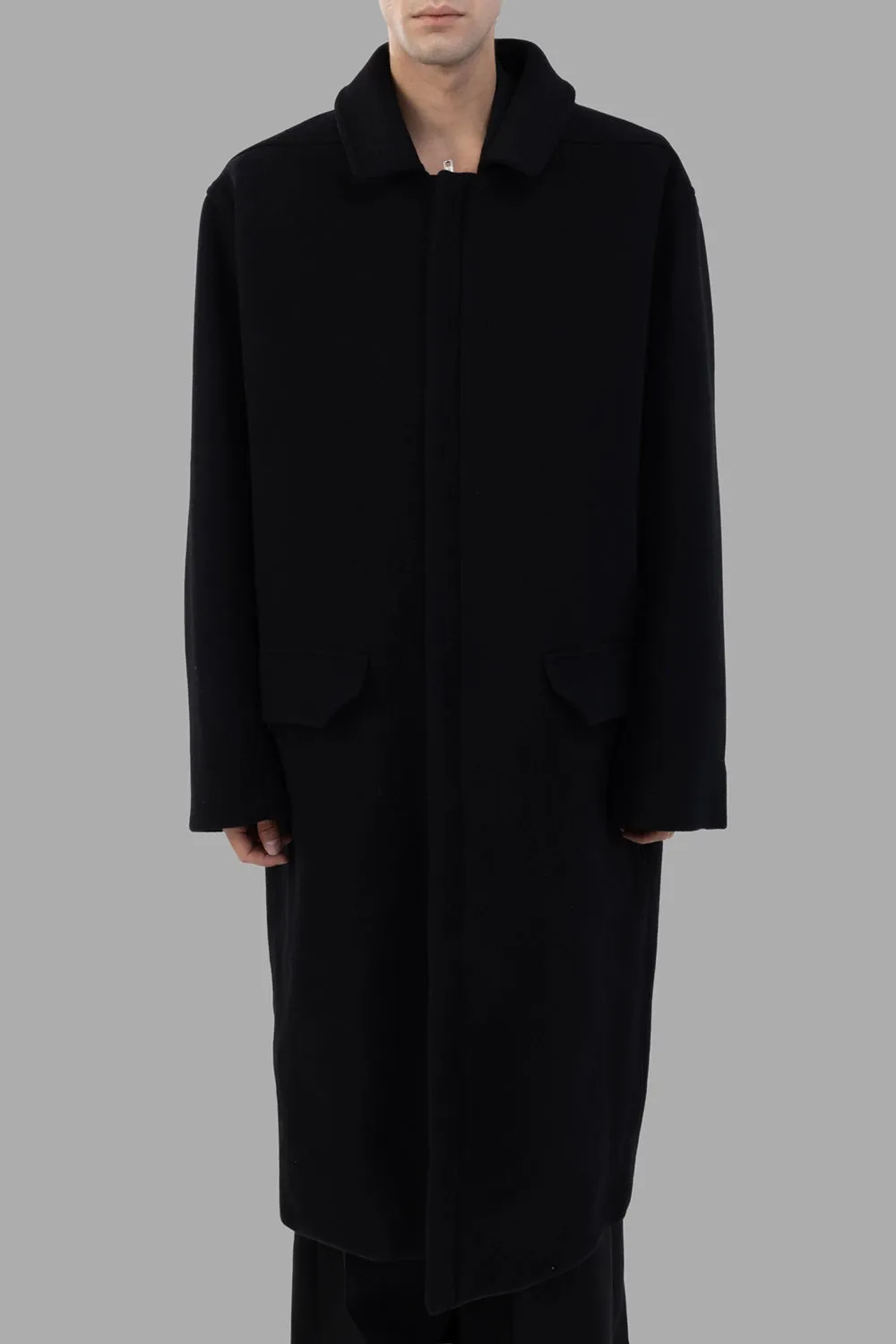 Jumbo Mac Coat in Black sold by Plus Zero Concept Store