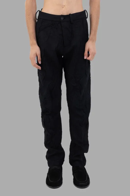 Black Crinkle Slim Trousers sold by Plus Zero Concept Store