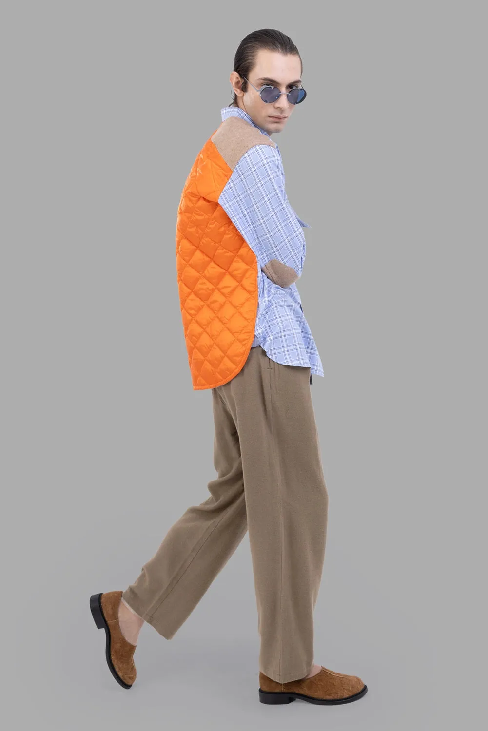 Check Shirt with Quilted Back in Sax/Orange sold by Plus Zero Concept Store product image thumbnail 3