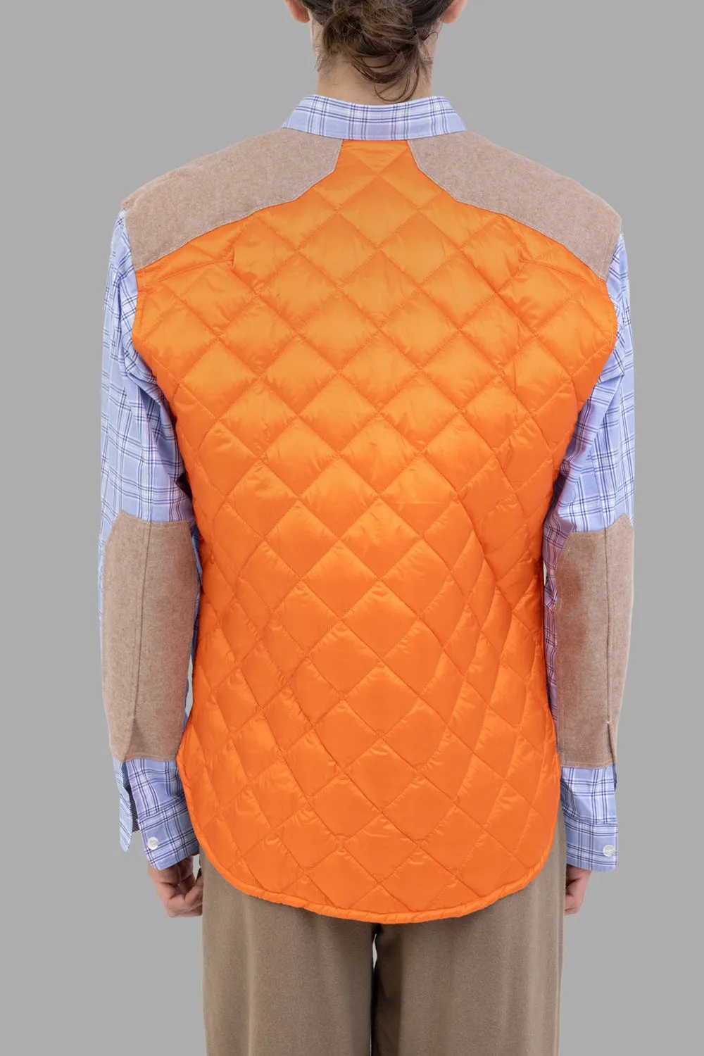 Check Shirt with Quilted Back in Sax/Orange sold by Plus Zero Concept Store product image thumbnail 2