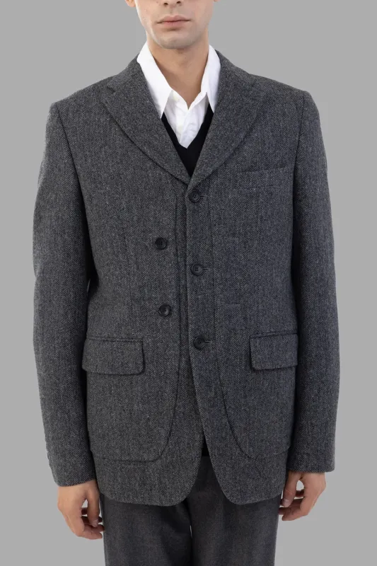 Grey Wool Herringbone Blazer sold by Plus Zero Concept Store